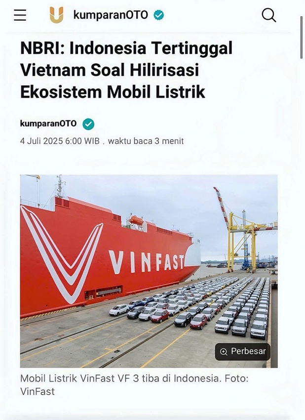 Indonesia muốn rút ngắn lộ trình phát triển xe điện từ mô hình của VinFast