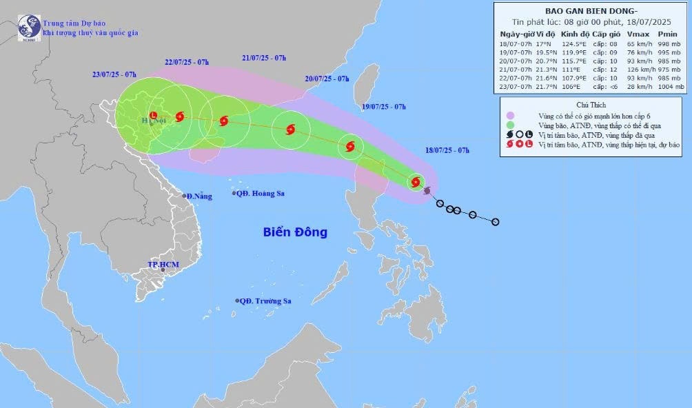 Bão Wipha có thể mạnh cấp 11-12 khi vào Biển Đông, Bắc Bộ mưa lớn