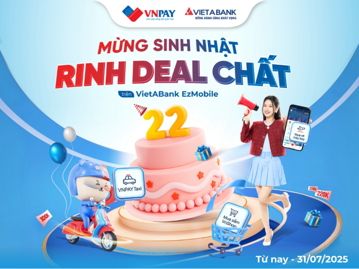 "Lãi kép": Sở hữu tiện ích thanh toán từ A-Z, hưởng loạt "deal sinh nhật" xịn trên VietABank EzMobile