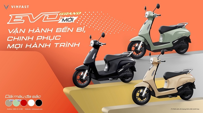 VinFast ra mắt xe máy điện Evo Grand với 2 pin có thể tháo rời, đi được tới 262 km/lần sạc