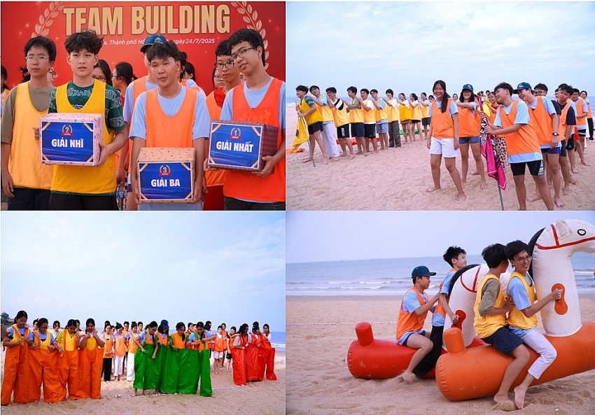 Các cháu tham gia hoạt động xây dựng đội nhóm “One Team – One Family”