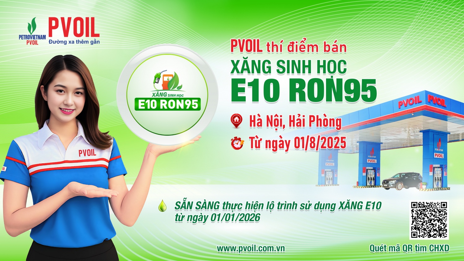PVOIL sẽ thí điểm bán xăng sinh học