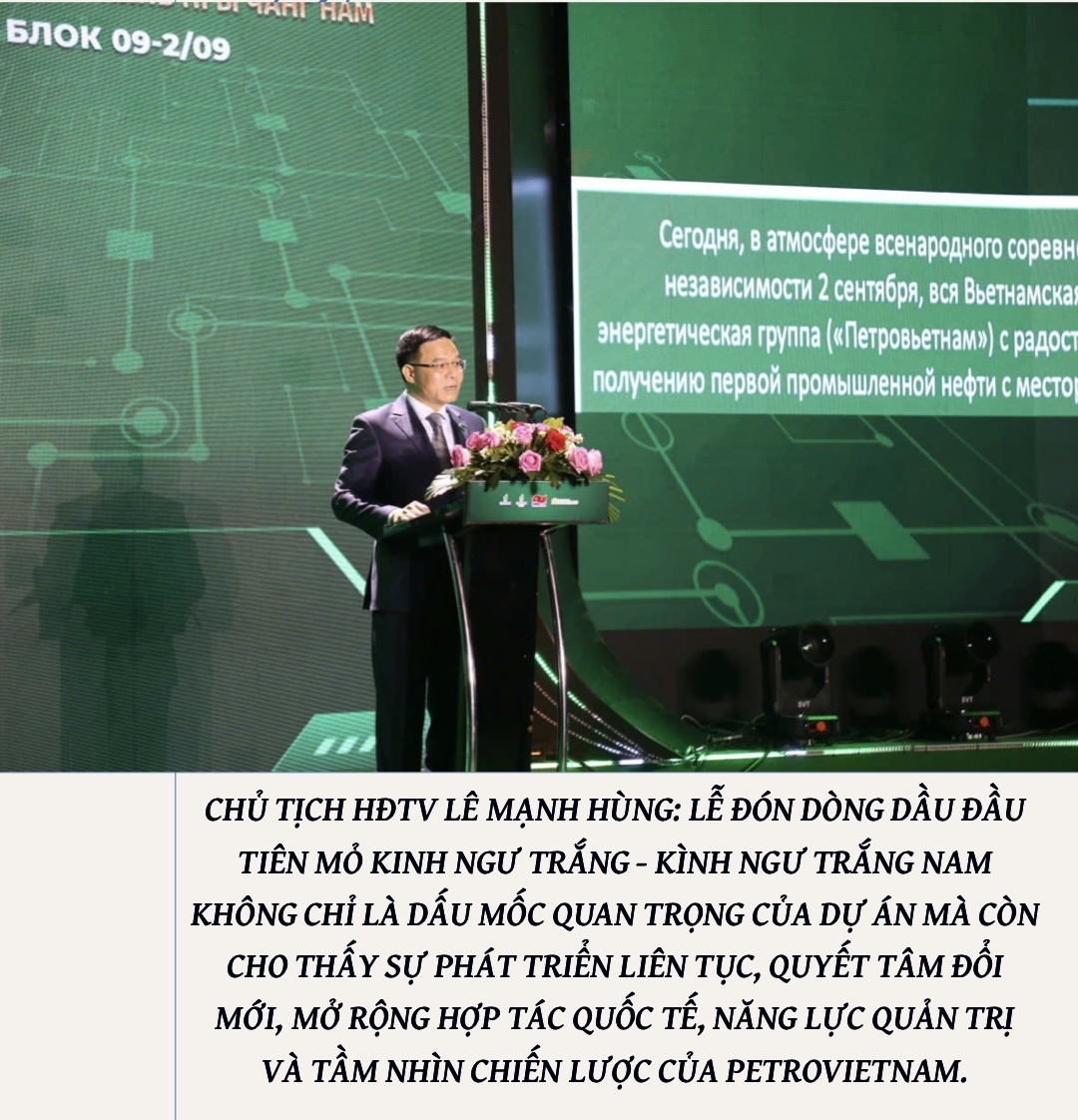 Lễ đón mừng dòng dầu đầu tiên từ dự án phát triển mỏ Kình Ngư Trắng - Kình Ngư Trắng Nam Lễ đón mừng dòng dầu đầu tiên từ dự án phát triển mỏ Kình Ngư Trắng - Kình Ngư Trắng Nam