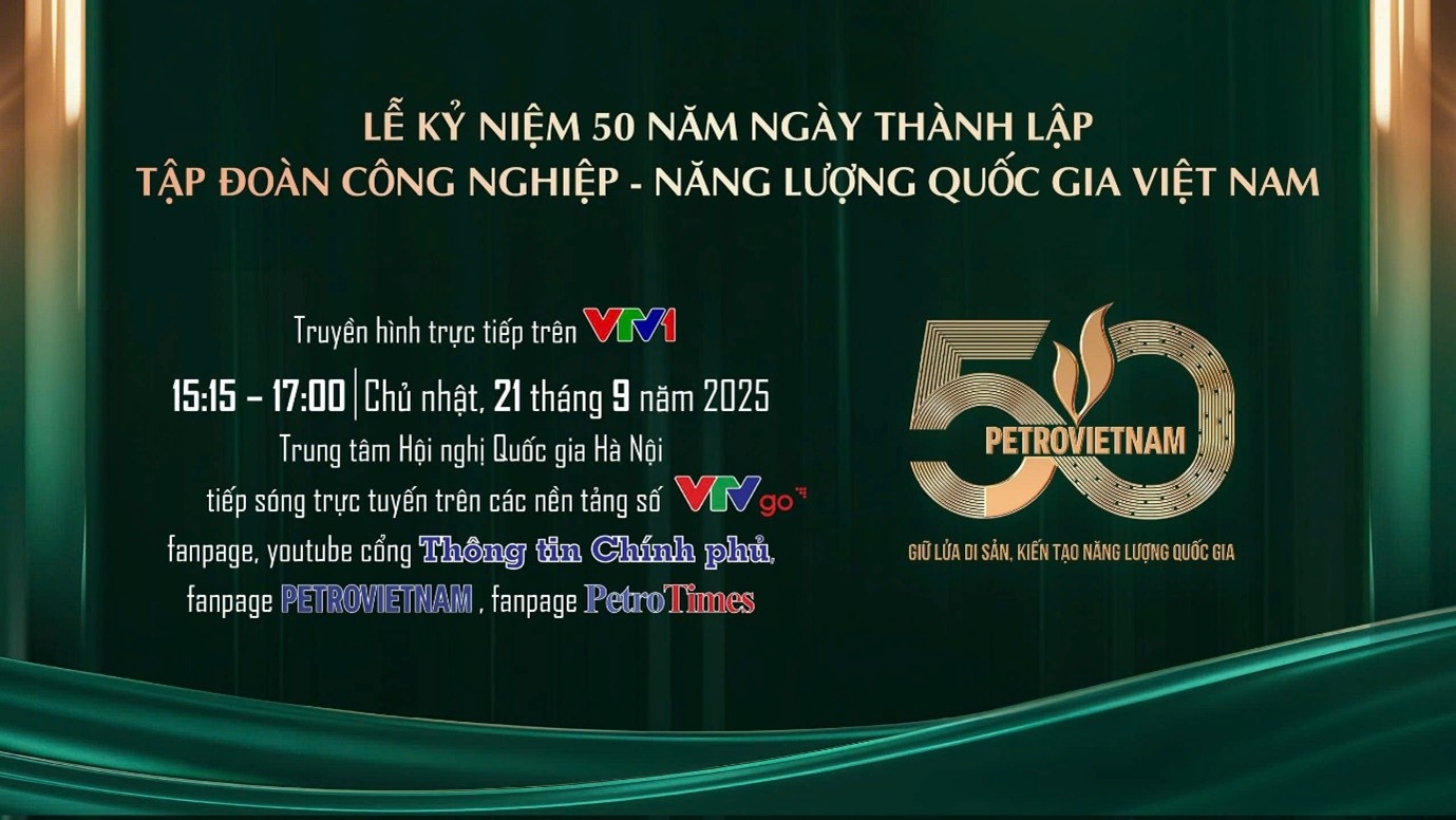 Tường thuật: Lễ kỷ niệm 50 năm thành lập Tập đoàn Công nghiệp - Năng lượng Quốc gia Việt Nam Truyền hình trực tiếp: Lễ kỷ niệm 50 năm thành lập Tập đoàn Công nghiệp - Năng lượng Quốc gia Việt Nam