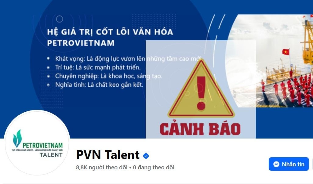 Tiếp tục cảnh báo nhiều fanpage giả mạo Petrovietnam và các đơn vị thành viên