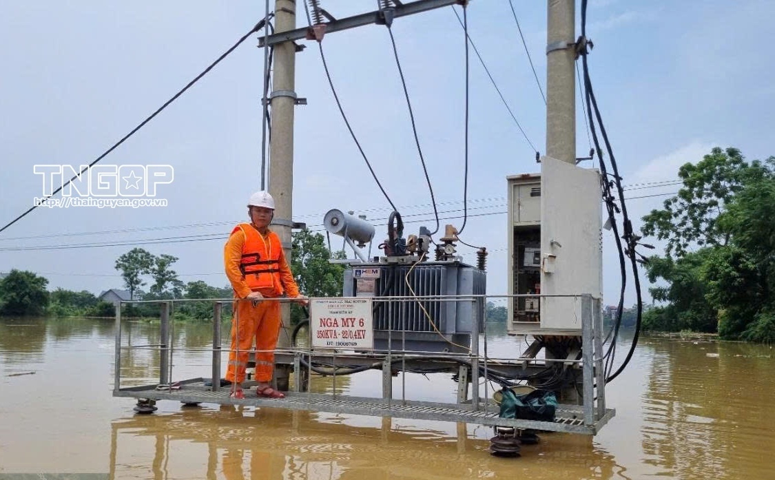 PC Thái Nguyên nỗ lực khôi phục cấp điện sau ngập lụt do hoàn lưu bão số 11