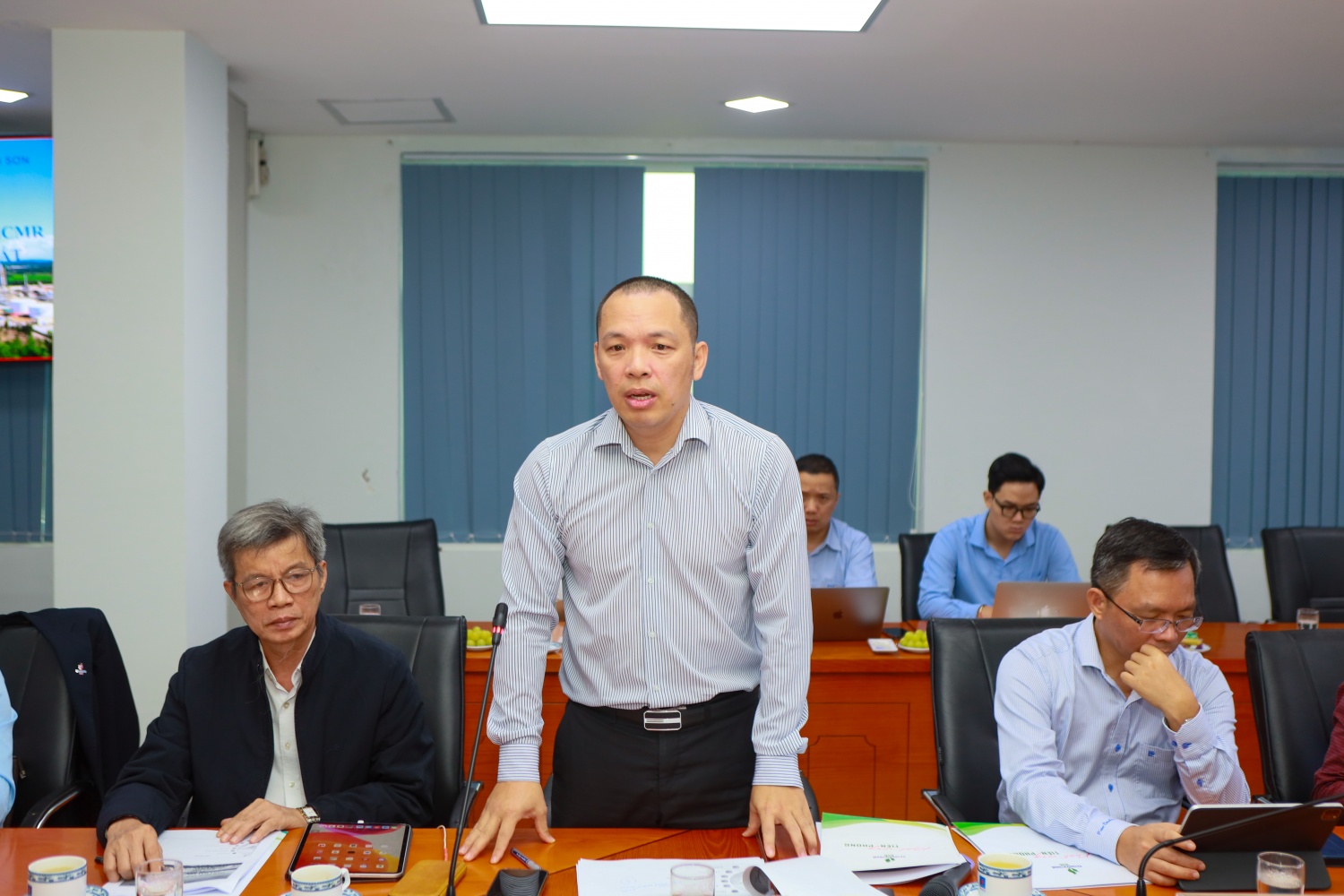 Phó Tổng Giám đốc BSR Trần Thái Bảo báo cáo về tiến độ dự án. Phó Tổng Giám đốc BSR Trần Thái Bảo báo cáo về tiến độ dự án.