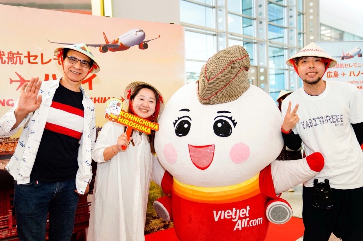 Vietjet tăng chuyến bay Hiroshima - Hà Nội lên 4 chuyến khứ hồi mỗi tuần