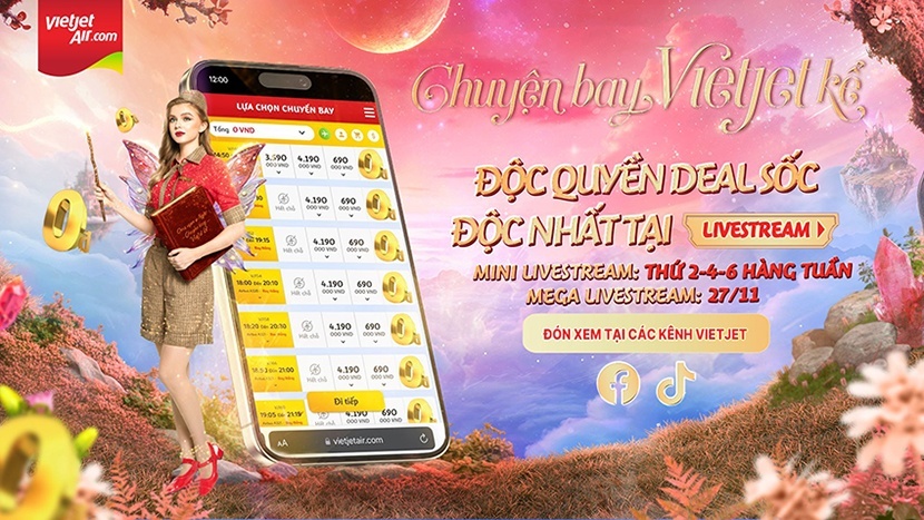 Trọn gói Business và SkyBoss chỉ từ 1,8 triệu đồng trong Mega Livestream 
“Chuyện bay Vietjet kể” 27/11