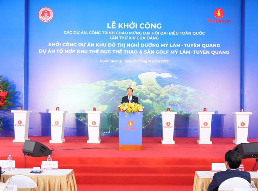 Vingroup khởi công đô thị nghỉ dưỡng suối khoáng và tổ hợp thể dục thể thao Mỹ Lâm - Tuyên Quang