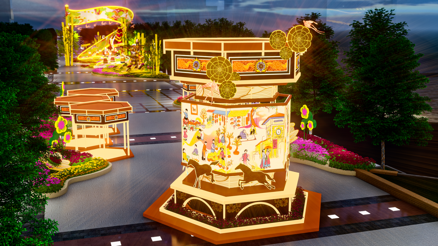 Đường hoa Nguyễn Huệ Tết Bính Ngọ xuất hiện với 2 phiên bản độc đáo