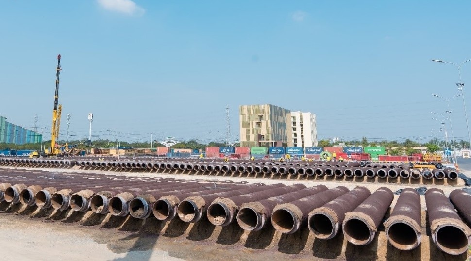 Bãi chứa ống sẵn sàng tiếp nhận ống bọc thành phẩm của Hợp đồng PC1 và PC2