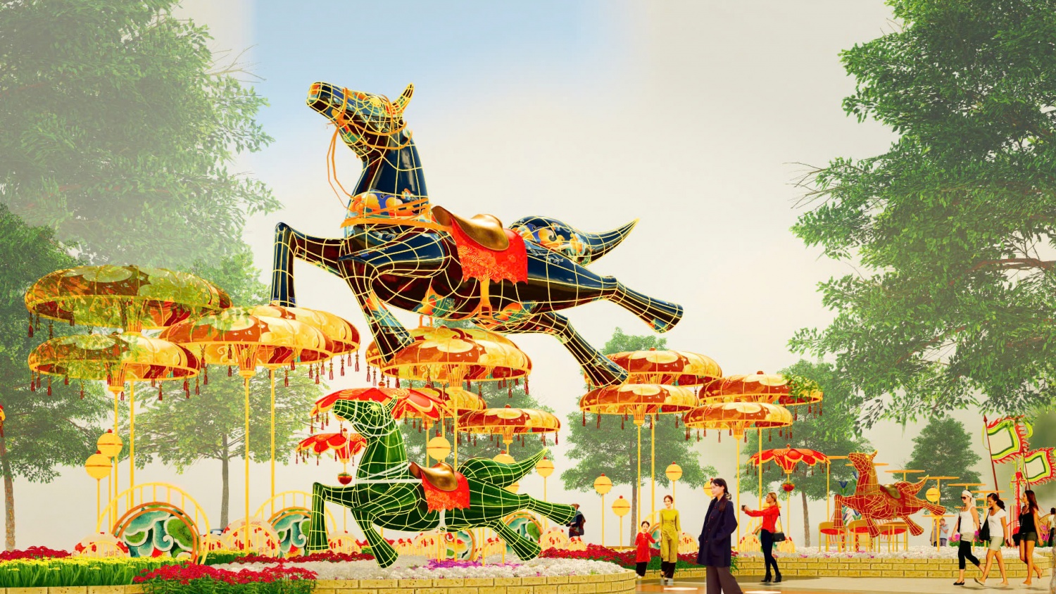 Đường hoa Nguyễn Huệ Tết Bính Ngọ xuất hiện với 2 phiên bản độc đáo