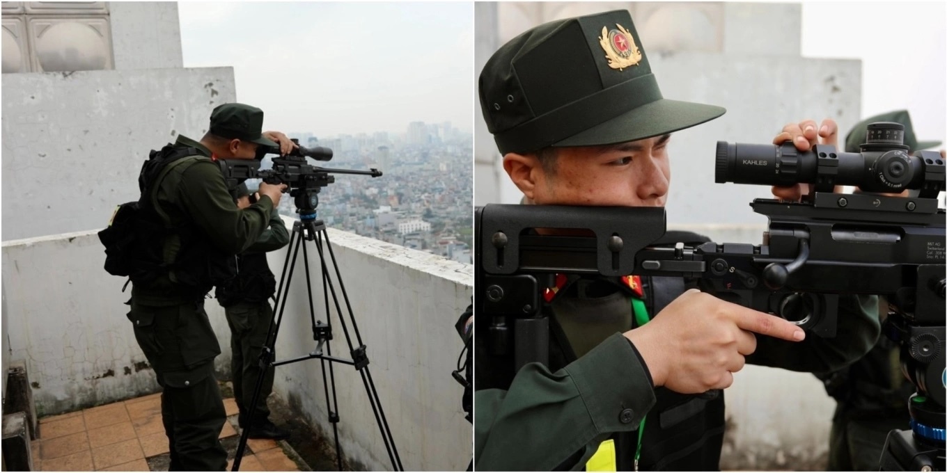 Lực lượng bắn tỉa đặc nhiệm triển khai thế trận bảo vệ tuyệt đối Đại hội Đảng XIV