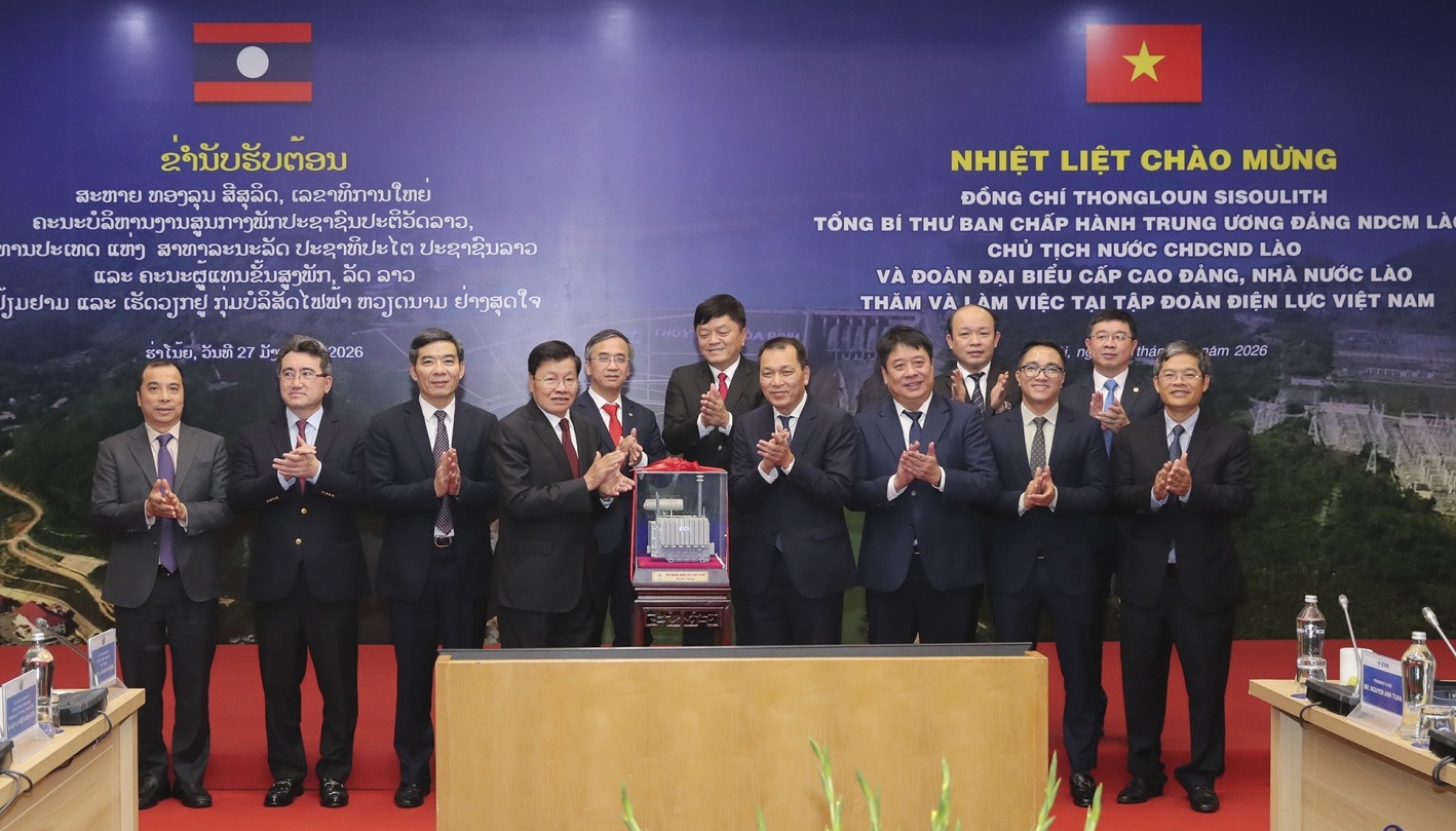 Tổng Bí thư, Chủ tịch nước CHDCND Lào thăm, làm việc tại Tập đoàn Điện lực Việt Nam
