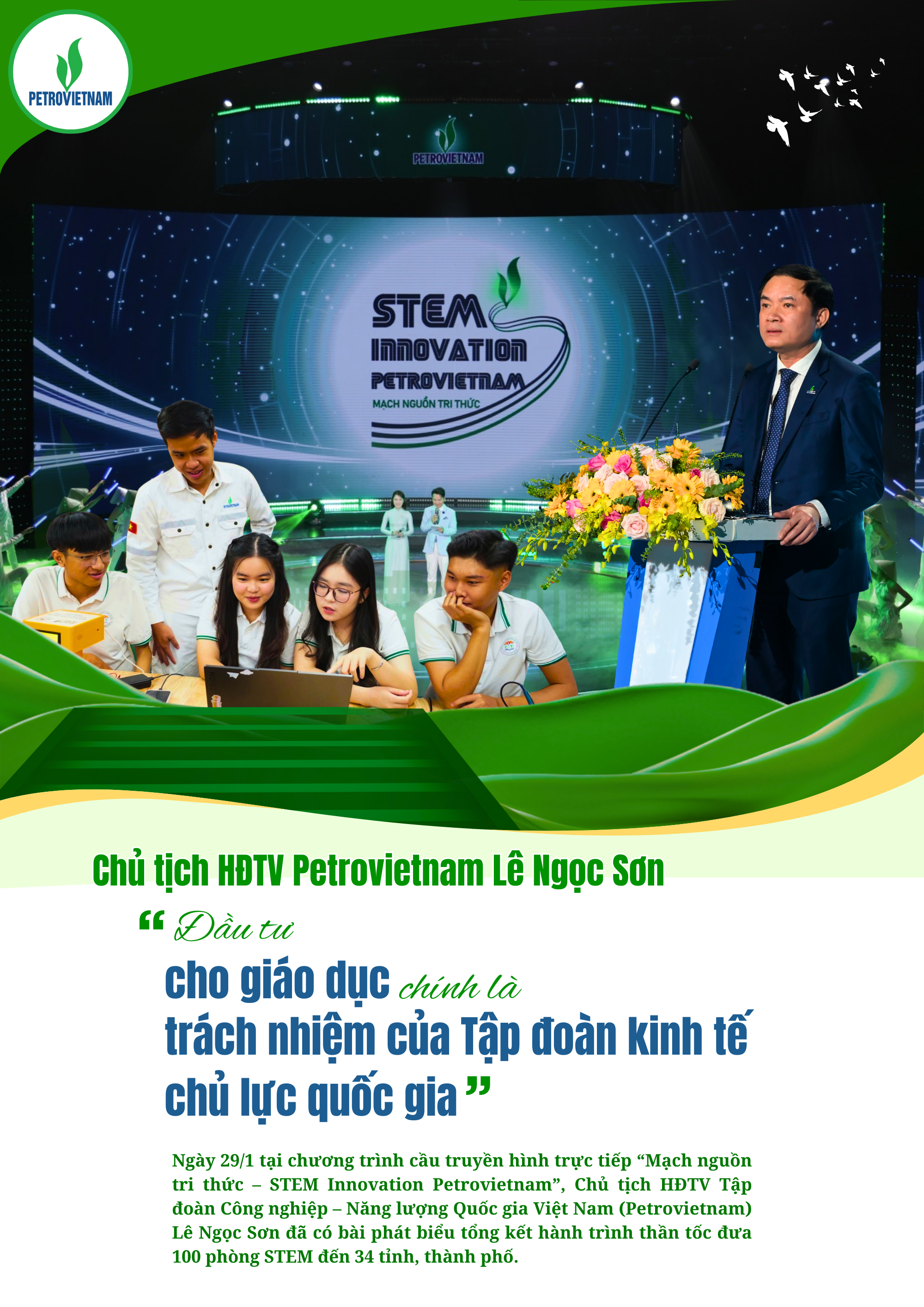 [P-Magazine] Chủ tịch HĐTV Petrovietnam Lê Ngọc Sơn: Đầu tư cho giáo dục chính là trách nhiệm của Tập đoàn kinh tế chủ lực quốc gia