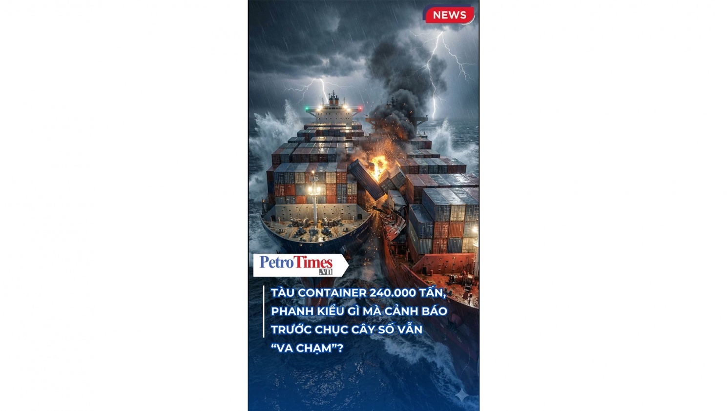[VIDEO] Tàu container 240.000 tấn, phanh kiểu gì mà cảnh báo trước chục cây số vẫn “va chạm”?