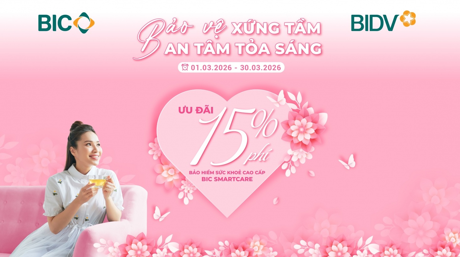 BIC ưu đãi 15% phí bảo hiểm sức khỏe cao cấp mừng Ngày Quốc tế Phụ nữ