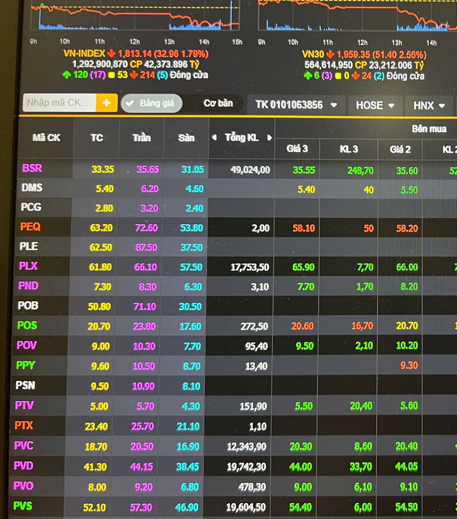 Phiên 3/3: Thị trường giảm sâu gần 33 điểm, cổ phiếu Dầu khí và Vận tải biển vẫn ngược dòng “nhuộm tím”