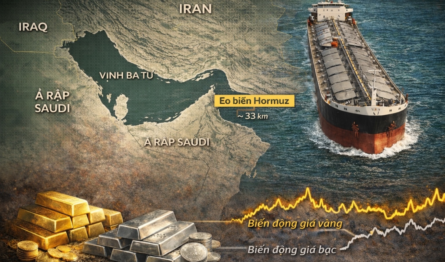Eo biển Hormuz đã trở thành biến số lớn nhất của thị trường vàng, bạc?