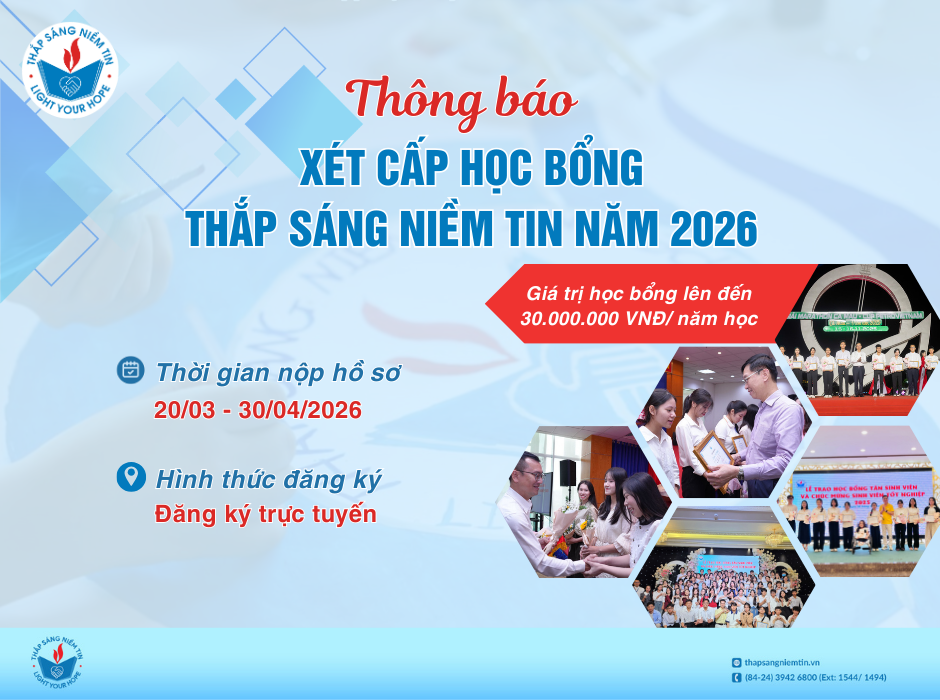 Xét cấp Học bổng Thắp Sáng Niềm Tin dành cho tân sinh viên năm học 2026 – 2027