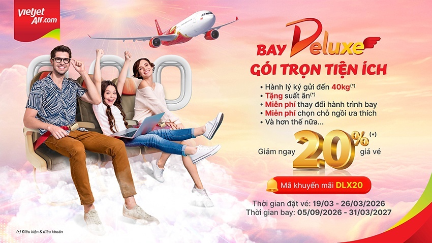 Săn triệu vé Vietjet từ 0 đồng trong suốt tuần, thêm cơ hội trúng vàng 999,9
