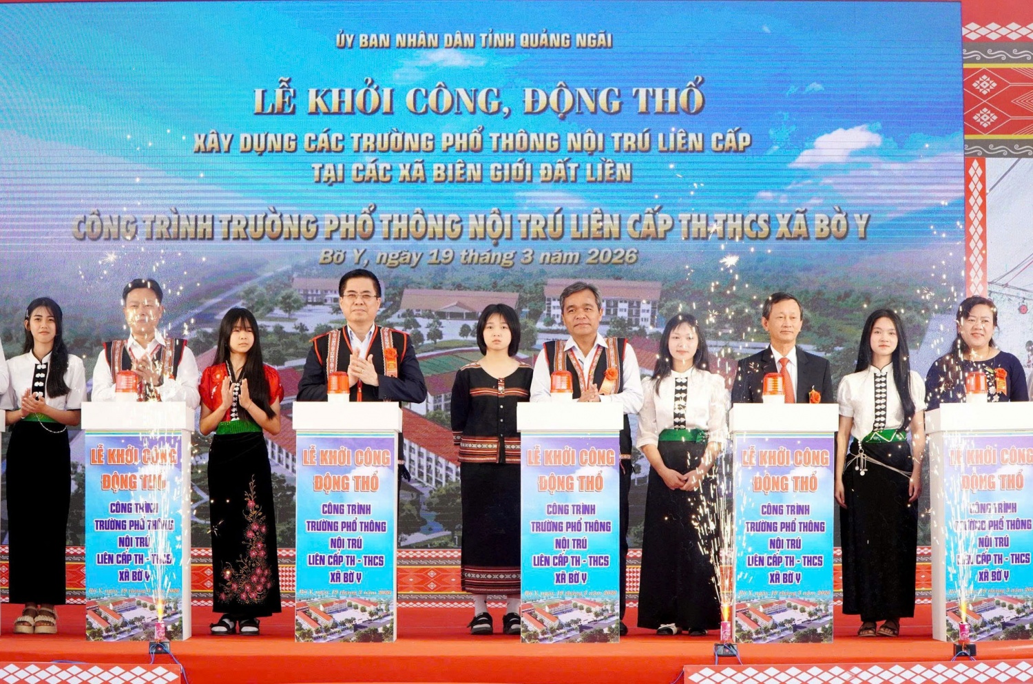 Quảng Ngãi khởi công xây dựng 5 trường nội trú liên cấp tại các xã biên giới