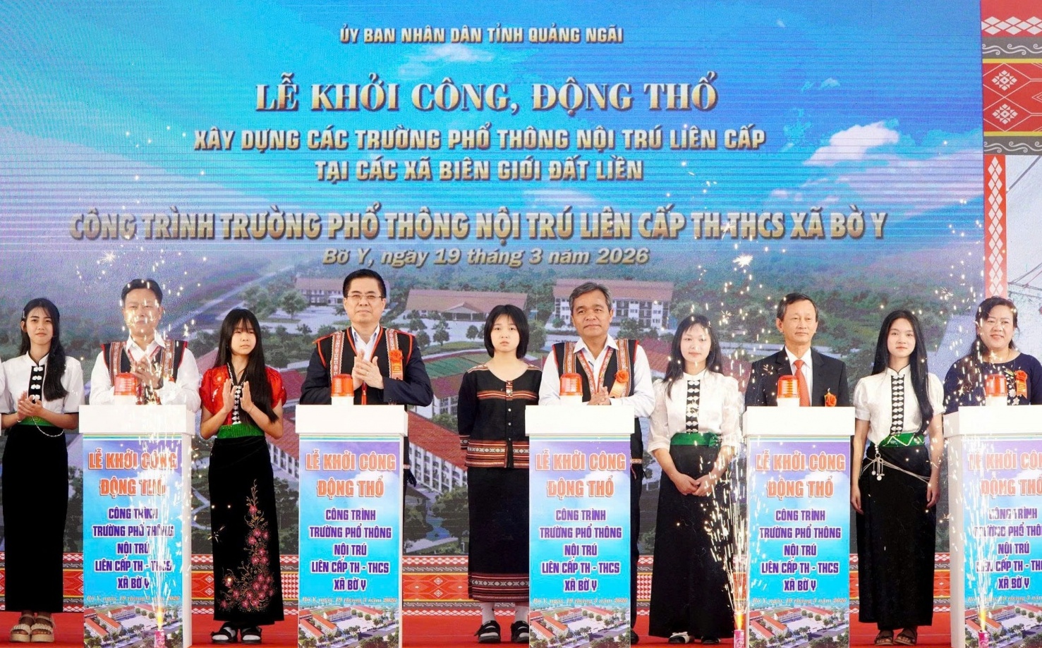 Quảng Ngãi khởi công xây dựng 5 trường nội trú liên cấp tại các xã biên giới