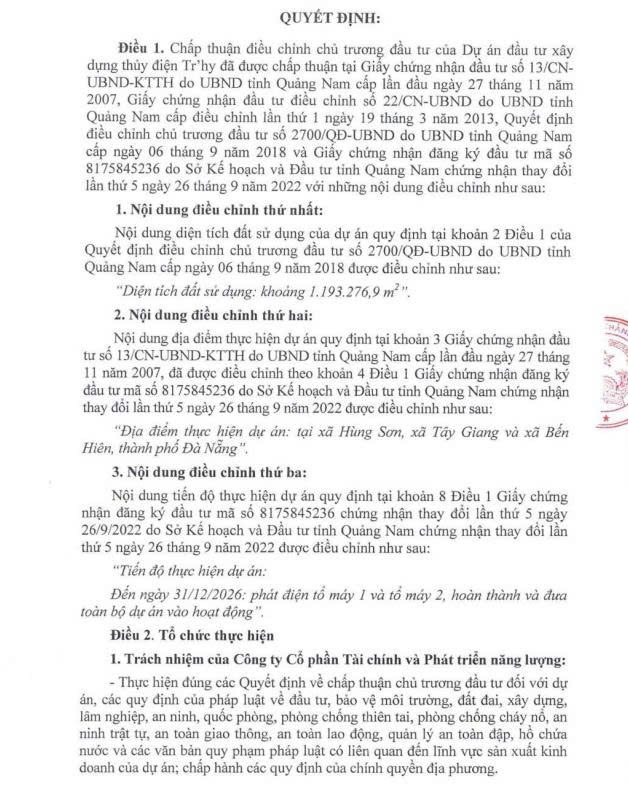 Thủy điện Tr’Hy sắp về đích, dự kiến cung cấp hơn 117 triệu kWh mỗi năm Thủy điện Tr’Hy sắp về đích, dự kiến cung cấp hơn 117 triệu kWh mỗi năm