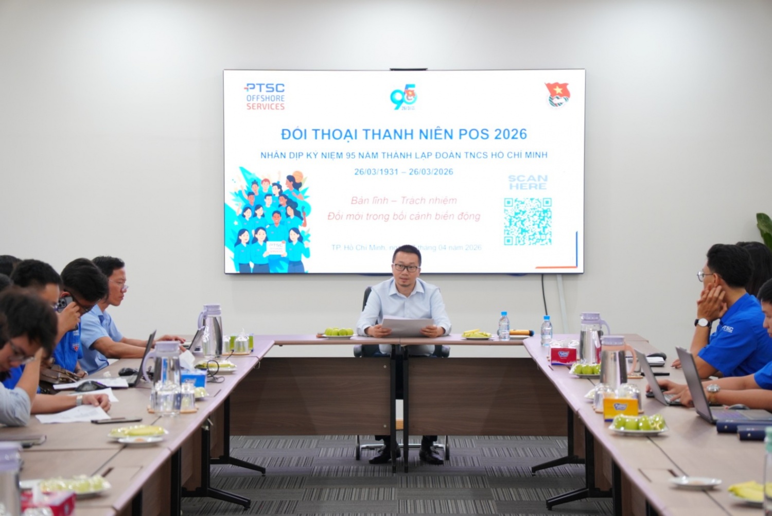 Ông Vũ Đình Cao Sơn – Giám đốc Công ty POS chia sẻ định hướng phát triển và trực tiếp đối thoại cùng đoàn viên thanh niên