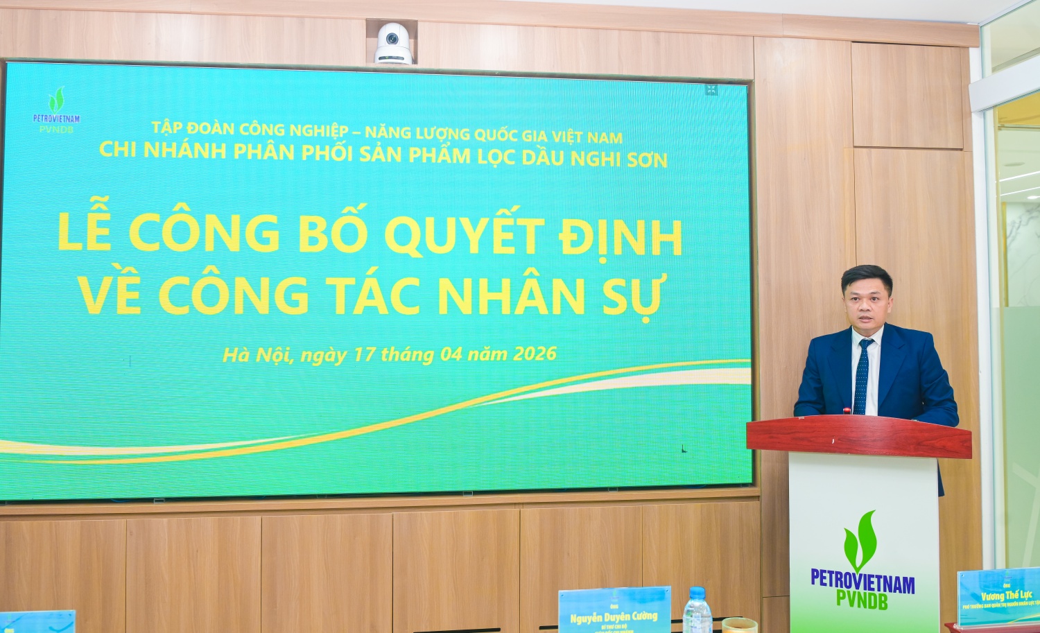Tân Phó Giám đốc PVNDB Hoàng Ngọc Xuân phát biểu nhận nhiệm vụ