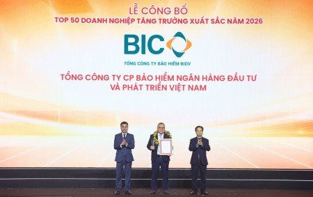 BIC lọt Top 50 doanh nghiệp tăng trưởng xuất sắc Việt Nam năm 2026