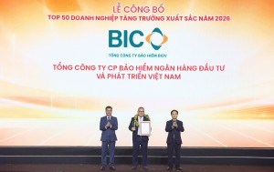 BIC lọt Top 50 doanh nghiệp tăng trưởng xuất sắc Việt Nam năm 2026