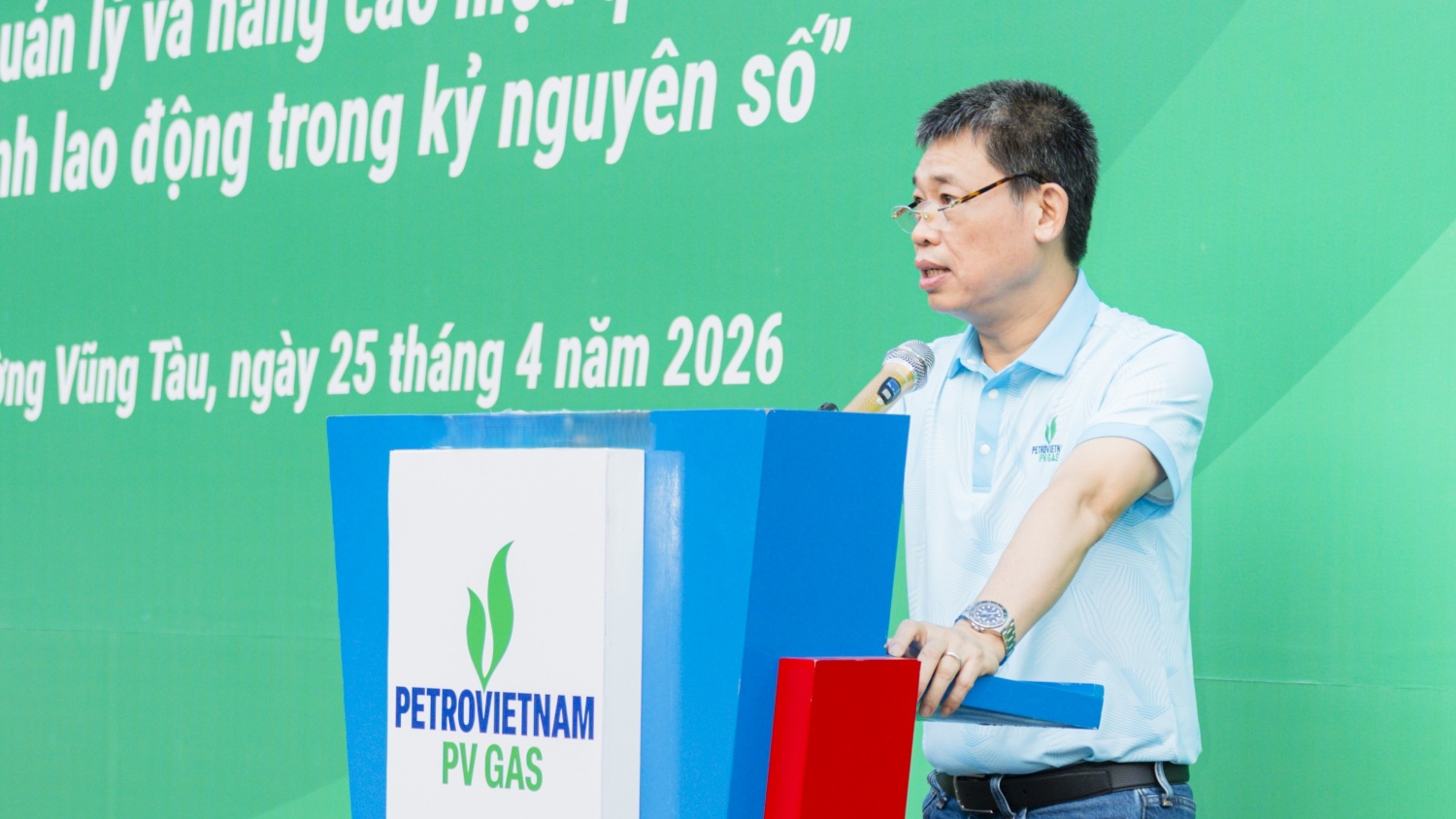 Ông Nguyễn Minh Tuấn – Phó Tổng giám đốc PV GAS nhấn mạnh ý nghĩa của chương trình trong việc tôn vinh người lao động và lan tỏa văn hóa an toàn trong toàn PV GAS.