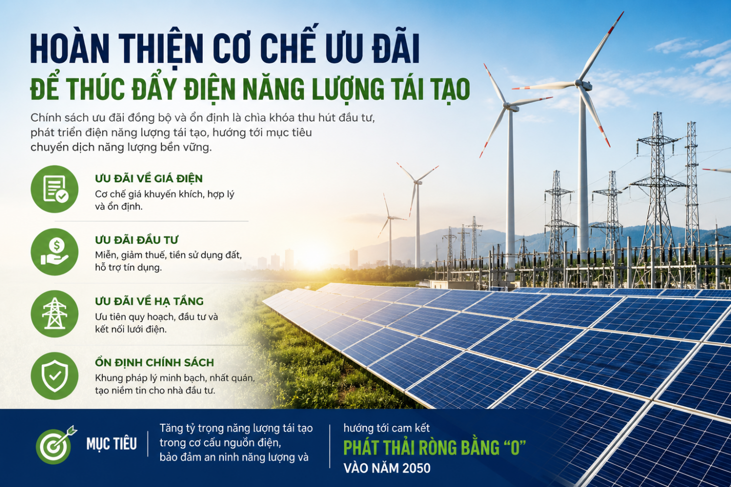 Chính sách ưu đãi điện tái tạo: Đòn bẩy cho chuyển dịch năng lượng