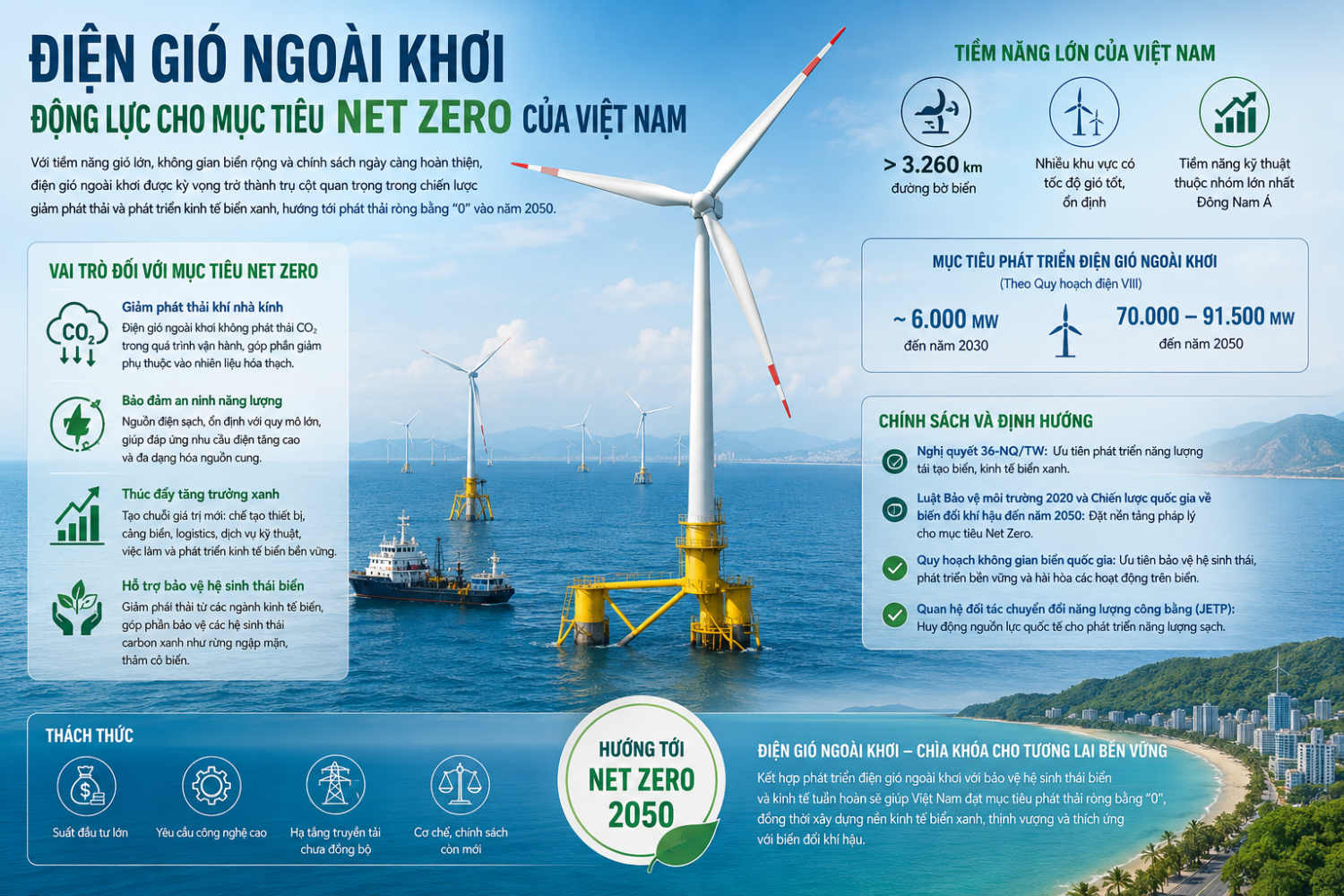 Điện gió ngoài khơi: “Trụ cột xanh” cho mục tiêu Net Zero của Việt Nam