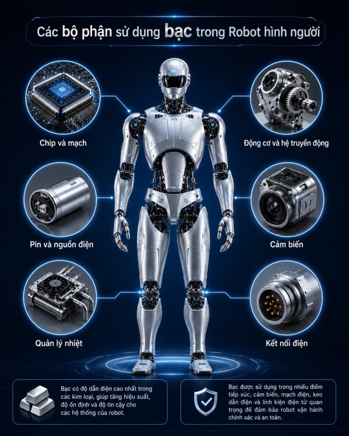 Khi 1 tỷ robot hình người cần bạc để vận động