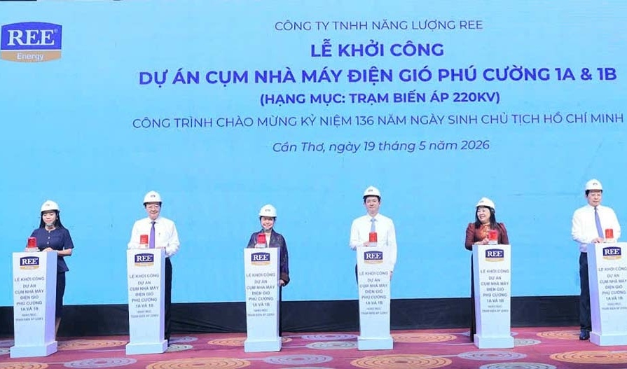 REE khởi công hạng mục trạm biến áp 220kV Dự án điện gió Phú Cường 1A và 1B