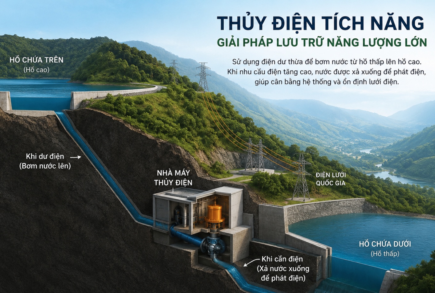 Bài 2: Thủy điện tích năng - "Pin lưu trữ" của hệ thống năng lượng quốc gia