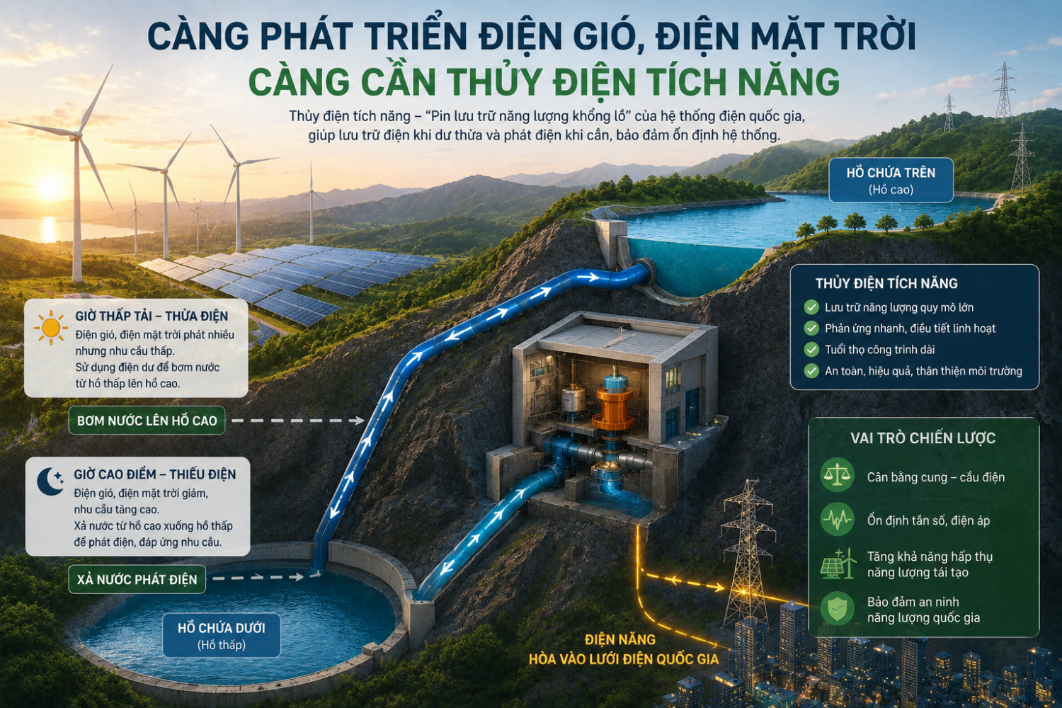 Bài 3: Càng phát triển điện gió, điện mặt trời, càng cần thủy điện tích năng