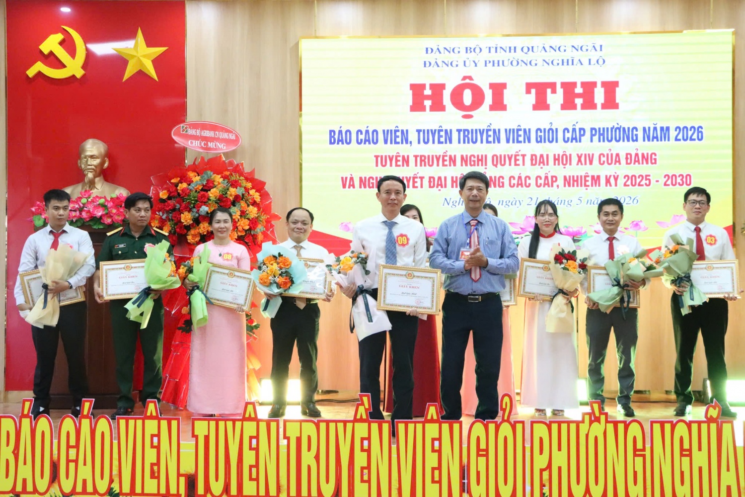 Thí sinh Nguyễn Quang Hưng – Trưởng Ban An toàn Môi trường BSR xuất sắc giành Giải Nhất tại Hội thi báo cáo viên, tuyên truyền viên giỏi phường Nghĩa Lộ tỉnh Quảng Ngãi năm 2026