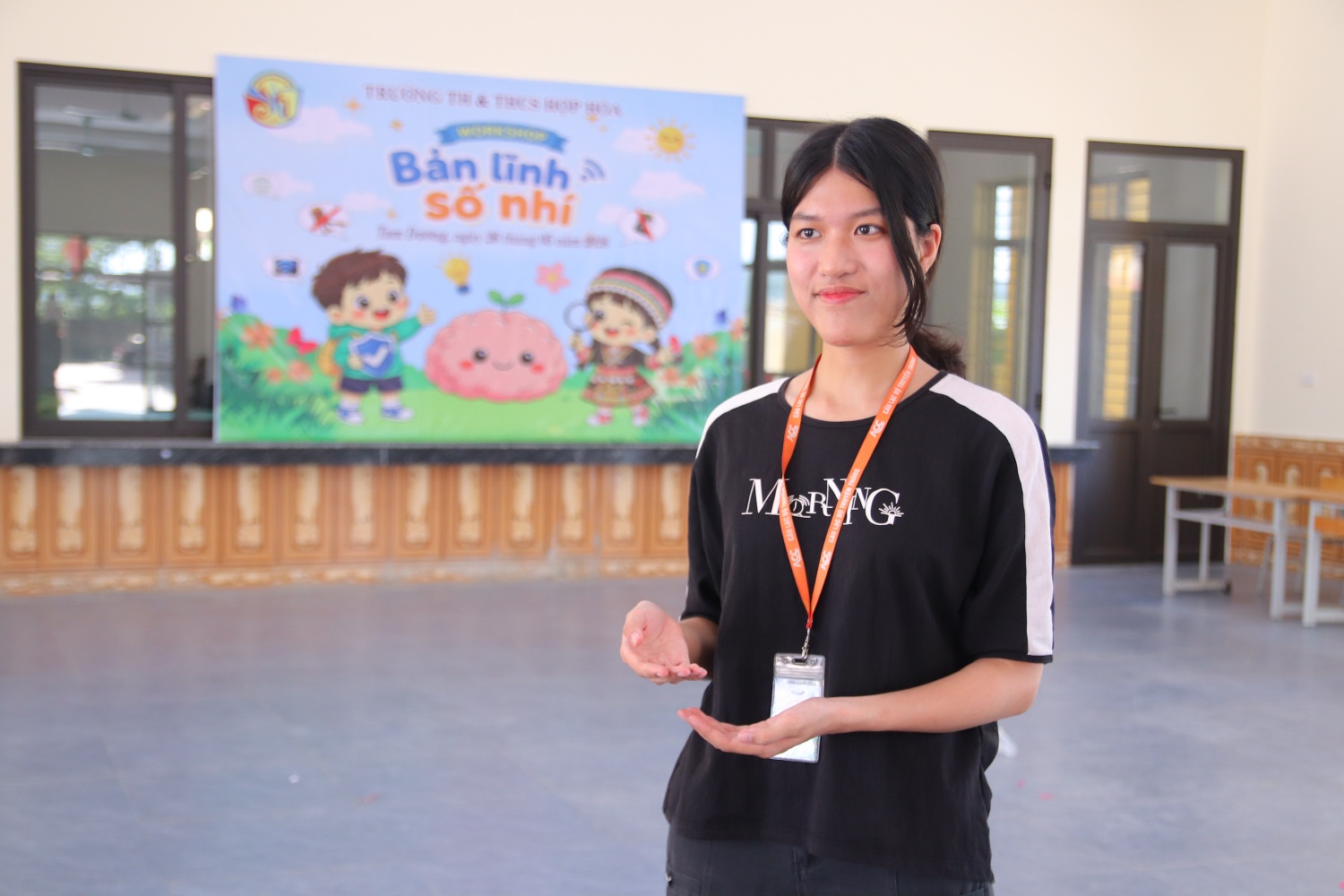 Khánh Vân đầy quyết tâm trong hành trình vun đắp môi trường số lành mạnh cho các bạn học sinh (Ảnh: Lê Trang)