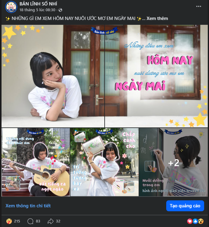Các bài đăng mang nhiều ý nghĩa, đạt được lượt tương tác cao trên Fanpage Bản Lĩnh Số Nhí