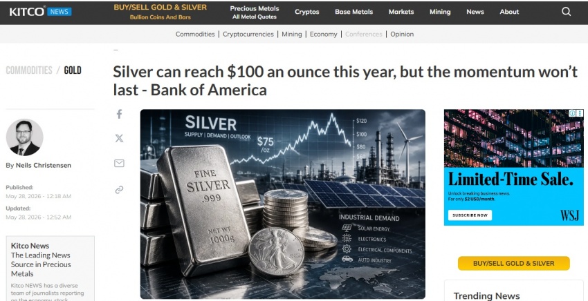 Toàn cảnh kim loại quý từ 25 - 31/5: Bạc có thể vượt 100 USD/ounce trong vài tháng tới?