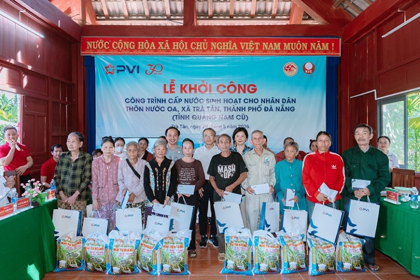 PVI tổ chức Lễ khởi công xây dựng công trình nước sinh hoạt cho nhân dân thôn Nước Oa, xã Trà Tân, TP Đà nẵng