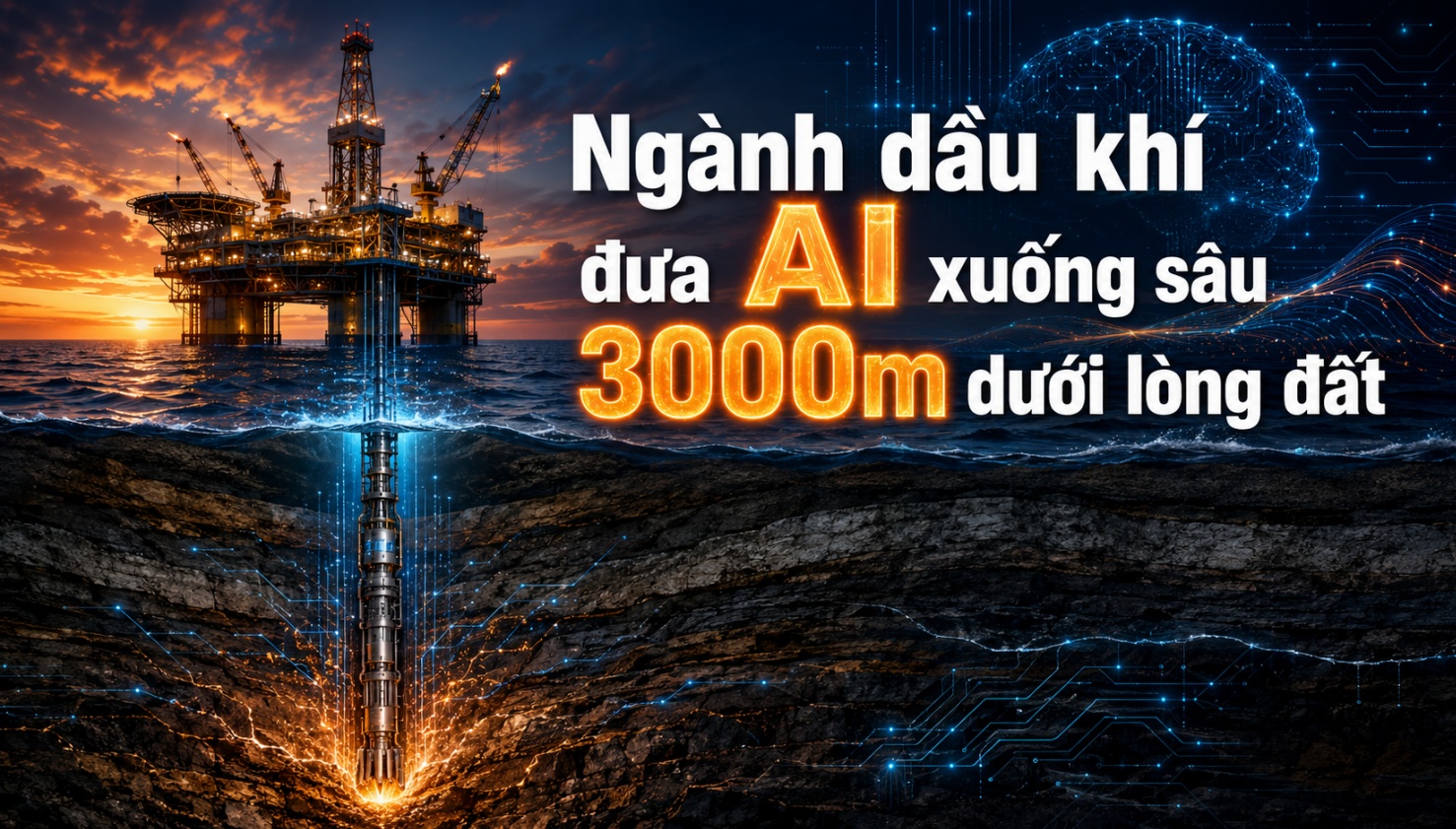 [Infographic] Ngành dầu khí đưa AI xuống sâu 3.000m dưới lòng đất