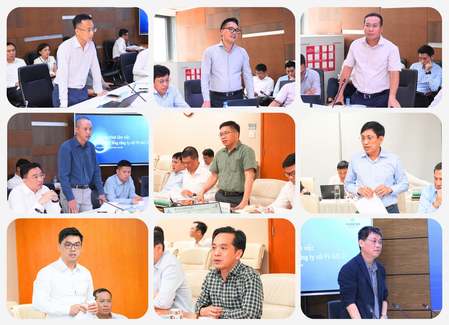 Các thành viên HĐQT, Ban Tổng Giám đốc và Trưởng Ban Kiểm soát PV GAS tham gia thảo luận, đóng góp ý kiến về định hướng phát triển và nâng cao hiệu quả hoạt động của Khối Kinh doanh