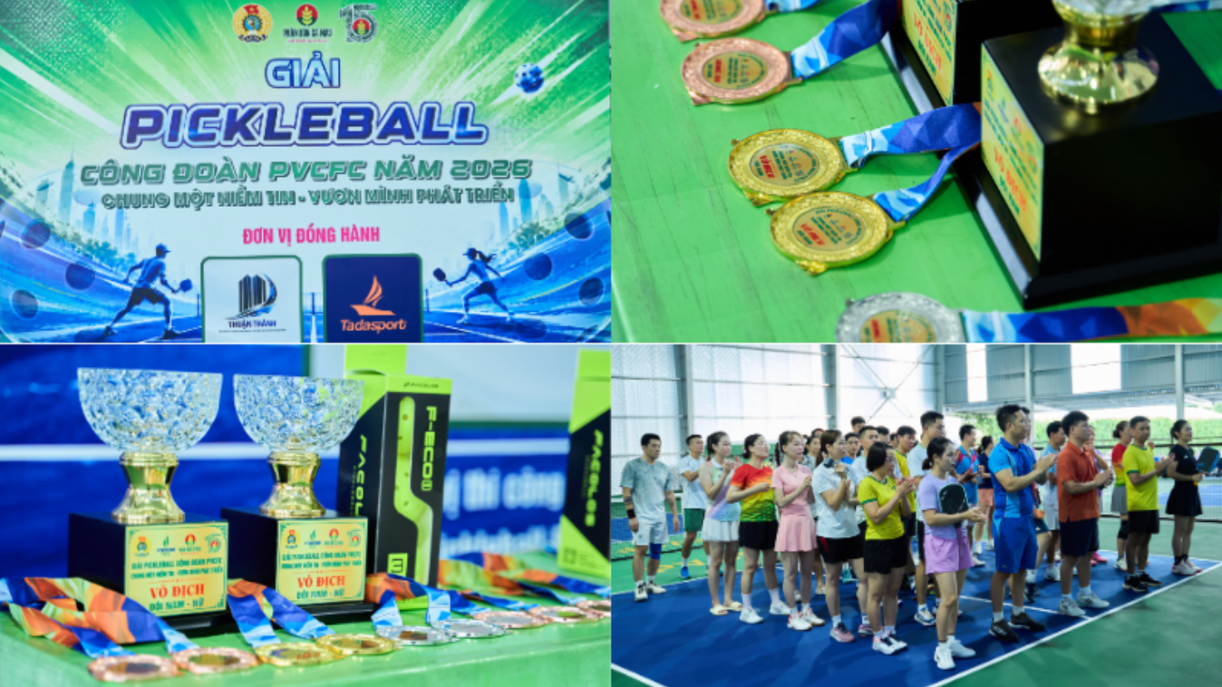 Giải Pickleball Công đoàn PVCFC 2026: Lan tỏa văn hóa rèn luyện - Gắn kết sức mạnh tập thể Giải Pickleball Công đoàn PVCFC 2026: Lan tỏa văn hóa rèn luyện - Gắn kết sức mạnh tập thể