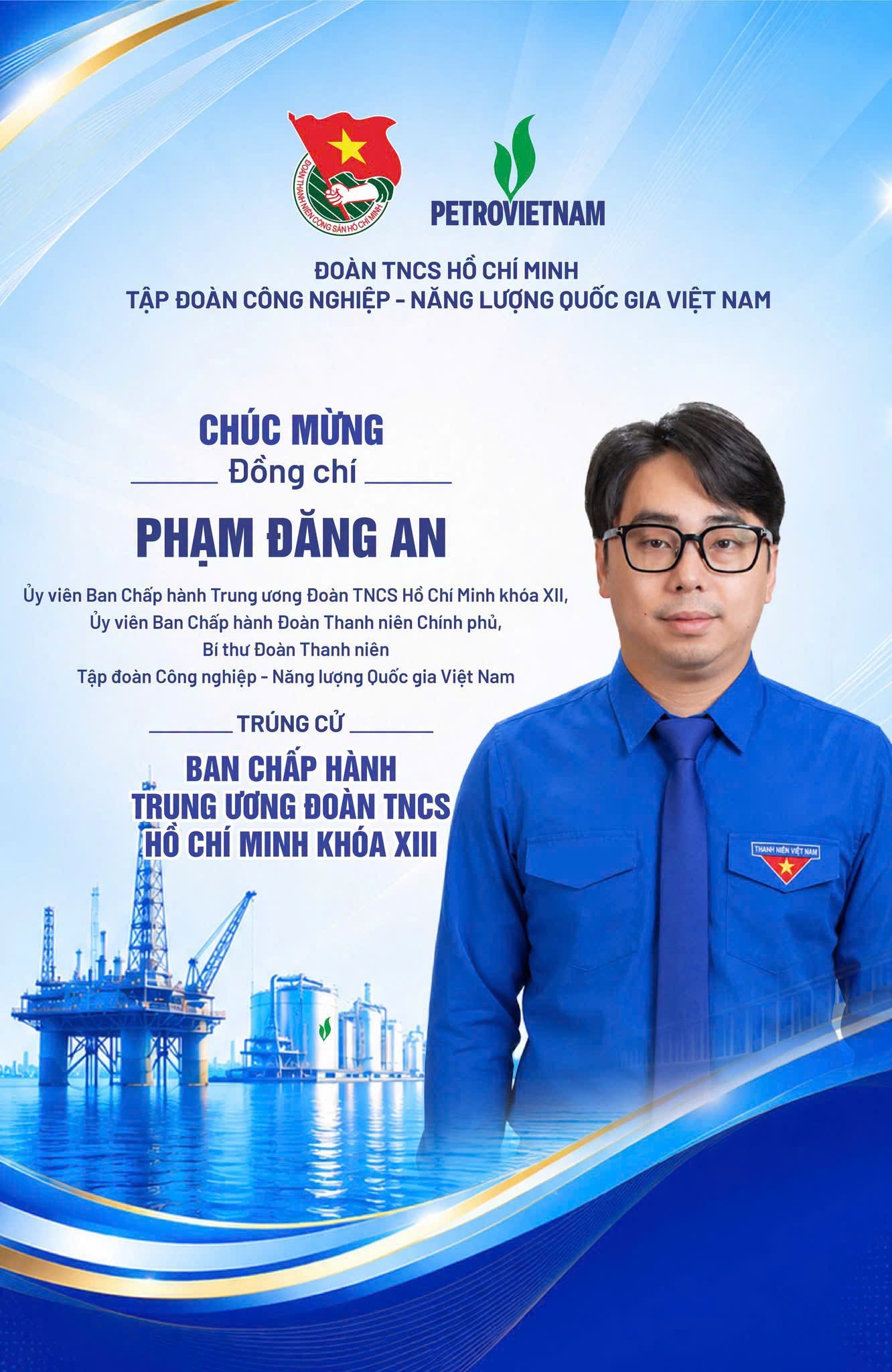 Đồng chí Phạm Đăng An tiếp tục được tín nhiệm tham gia Ban Chấp hành Trung ương Đoàn khóa XIII