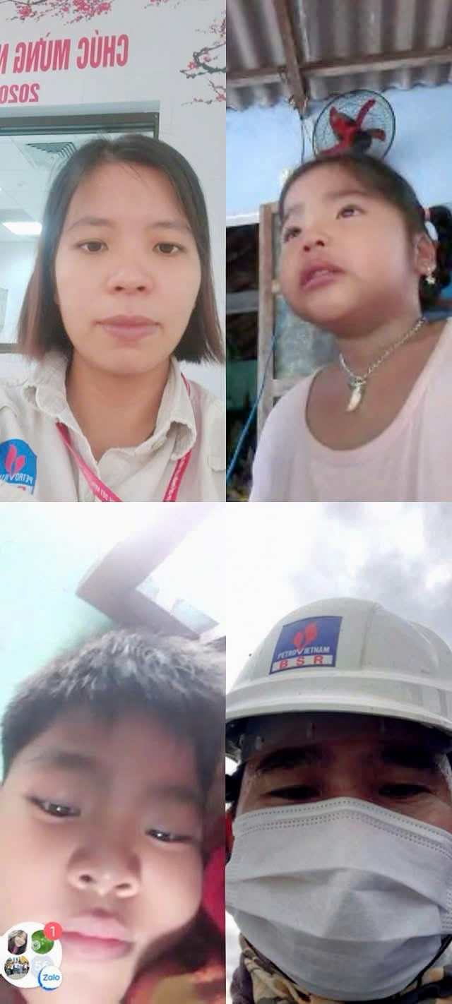 Gia đình anh Trần Quang Lưu, chị Võ Thị Thạo gọi điện hỏi han, chia sẻ cùng các con khi thực hiện 3 tại chỗ trong đợt dịch Covid-19.